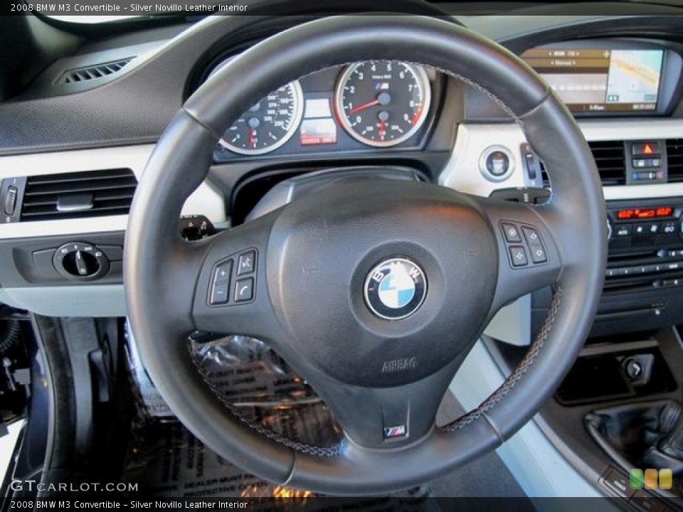 Silver Novillo Leather Interior Steering Wheel for the 2008 BMW M3 Convertible #70439527