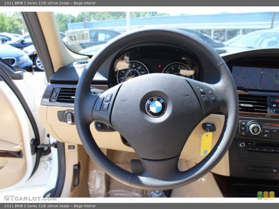 Beige Interior Steering Wheel for the 2011 BMW 3 Series 328i xDrive Sedan #70440958