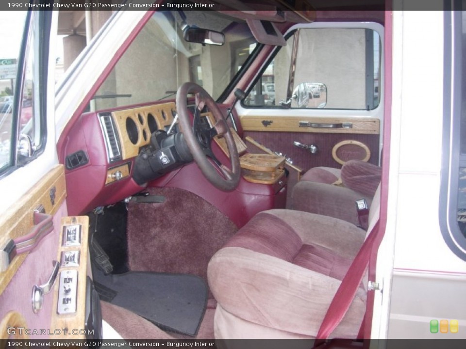 Burgundy 1990 Chevrolet Chevy Van Interiors