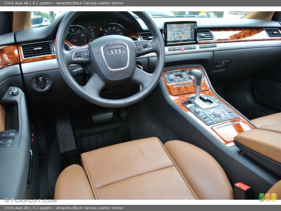 Amaretto/Black Valcona Leather 2009 Audi A8 Interiors