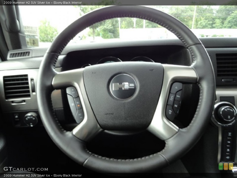 Ebony Black Interior Steering Wheel for the 2009 Hummer H2 SUV Silver Ice #70467463