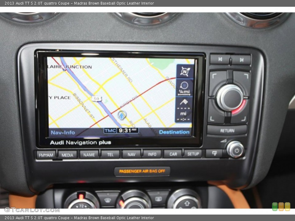 Madras Brown Baseball Optic Leather Interior Navigation for the 2013 Audi TT S 2.0T quattro Coupe #70495412