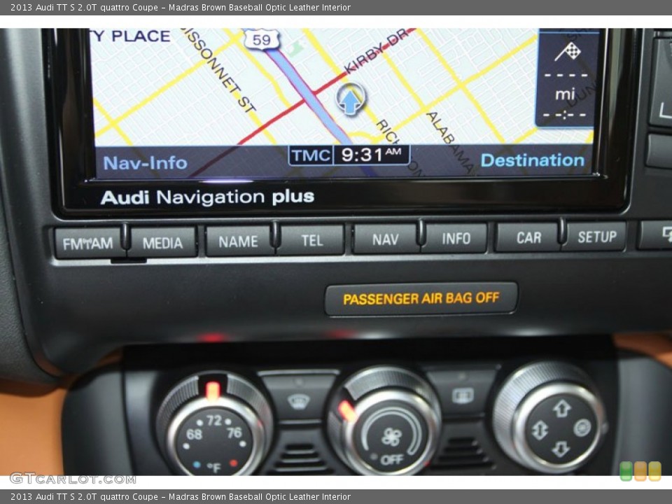 Madras Brown Baseball Optic Leather Interior Controls for the 2013 Audi TT S 2.0T quattro Coupe #70495445