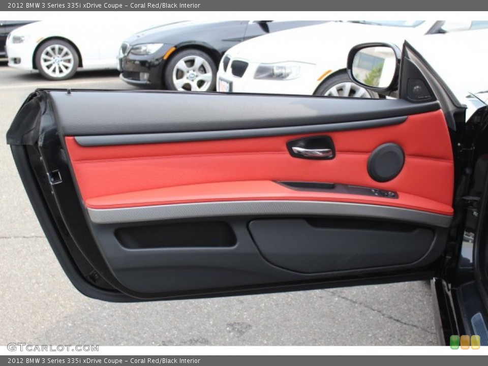 Coral Red/Black Interior Door Panel for the 2012 BMW 3 Series 335i xDrive Coupe #70502228