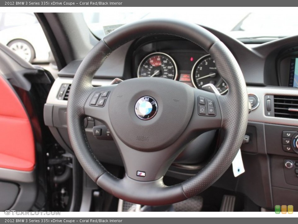 Coral Red/Black Interior Steering Wheel for the 2012 BMW 3 Series 335i xDrive Coupe #70502288