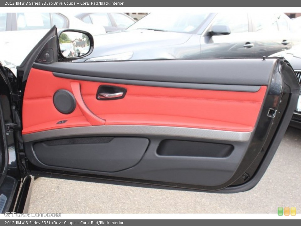 Coral Red/Black Interior Door Panel for the 2012 BMW 3 Series 335i xDrive Coupe #70502348