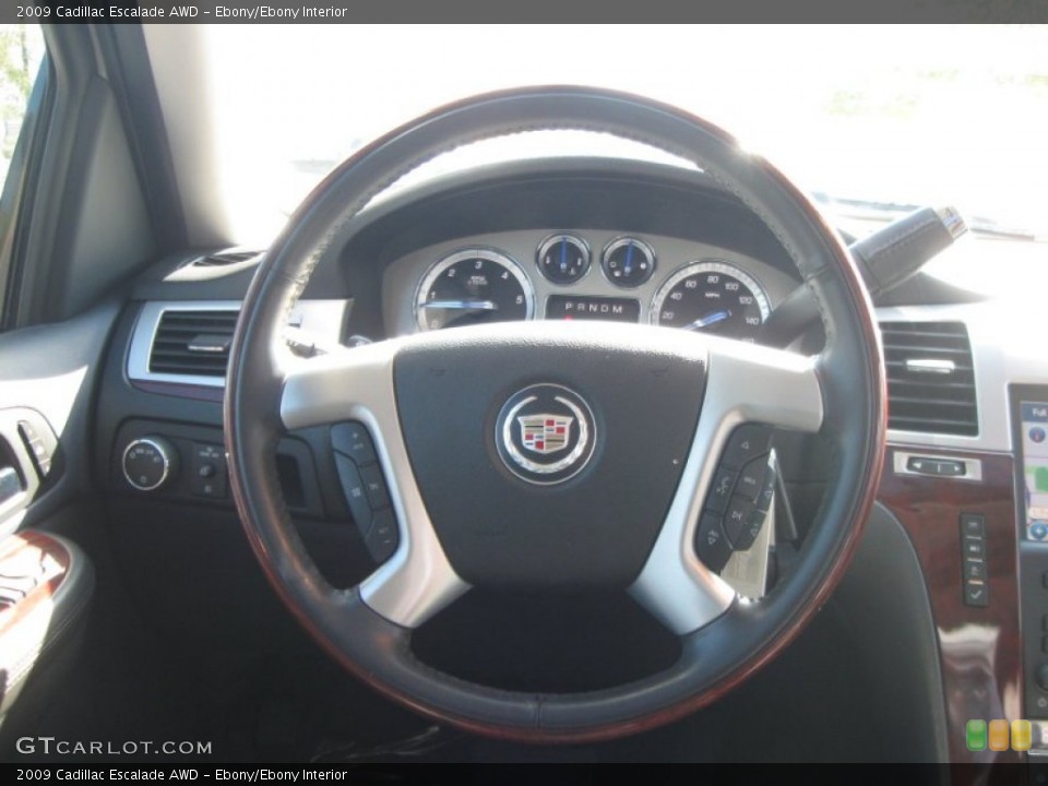 Ebony/Ebony Interior Steering Wheel for the 2009 Cadillac Escalade AWD #70508039