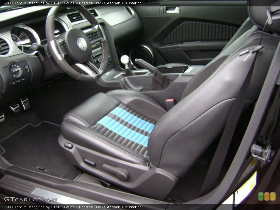 Charcoal Black/Grabber Blue Interior Photo for the 2011 Ford Mustang Shelby GT500 Coupe #70525755