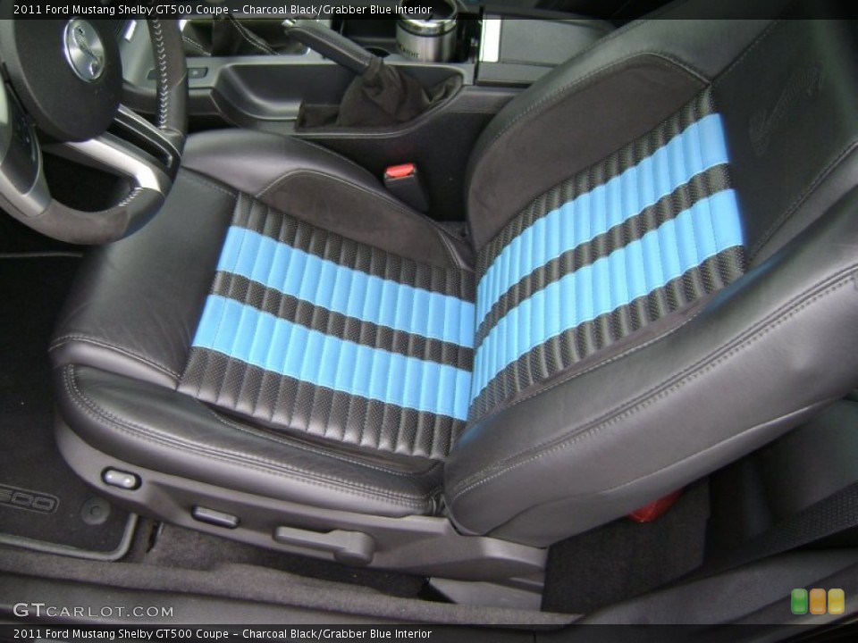 Charcoal Black/Grabber Blue Interior Front Seat for the 2011 Ford Mustang Shelby GT500 Coupe #70525765