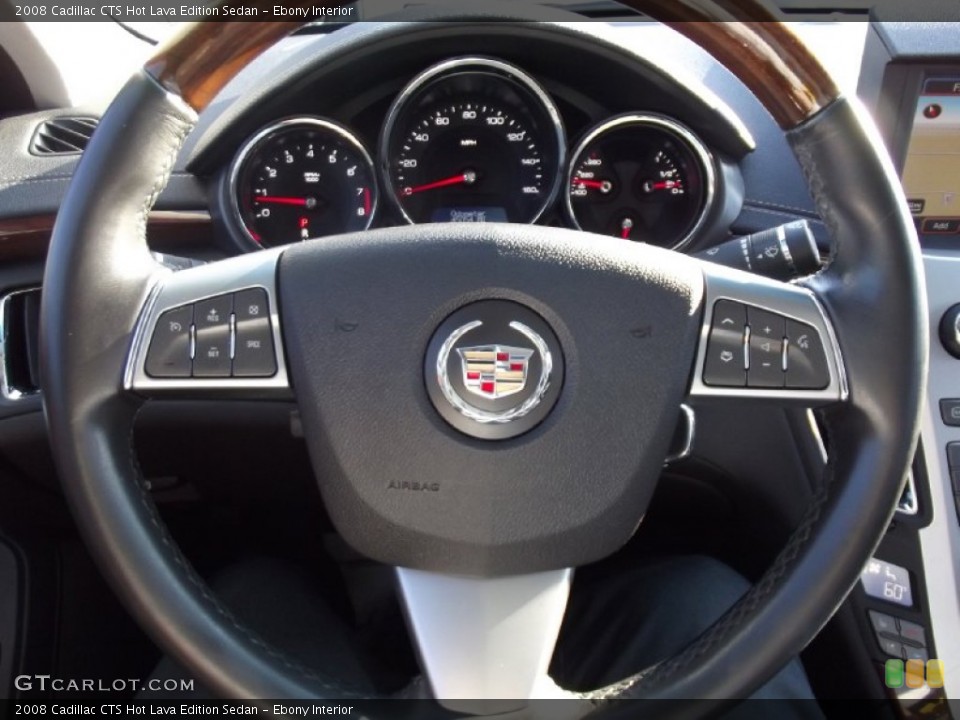 Ebony Interior Steering Wheel for the 2008 Cadillac CTS Hot Lava Edition Sedan #70579324