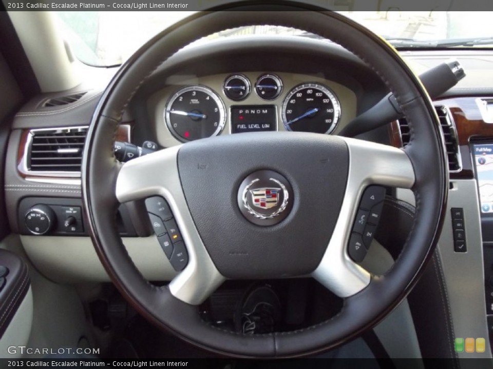 Cocoa/Light Linen Interior Steering Wheel for the 2013 Cadillac Escalade Platinum #70579614