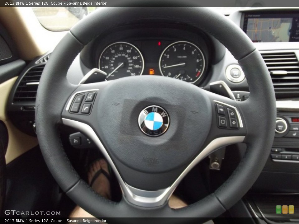 Savanna Beige Interior Steering Wheel for the 2013 BMW 1 Series 128i Coupe #70581690