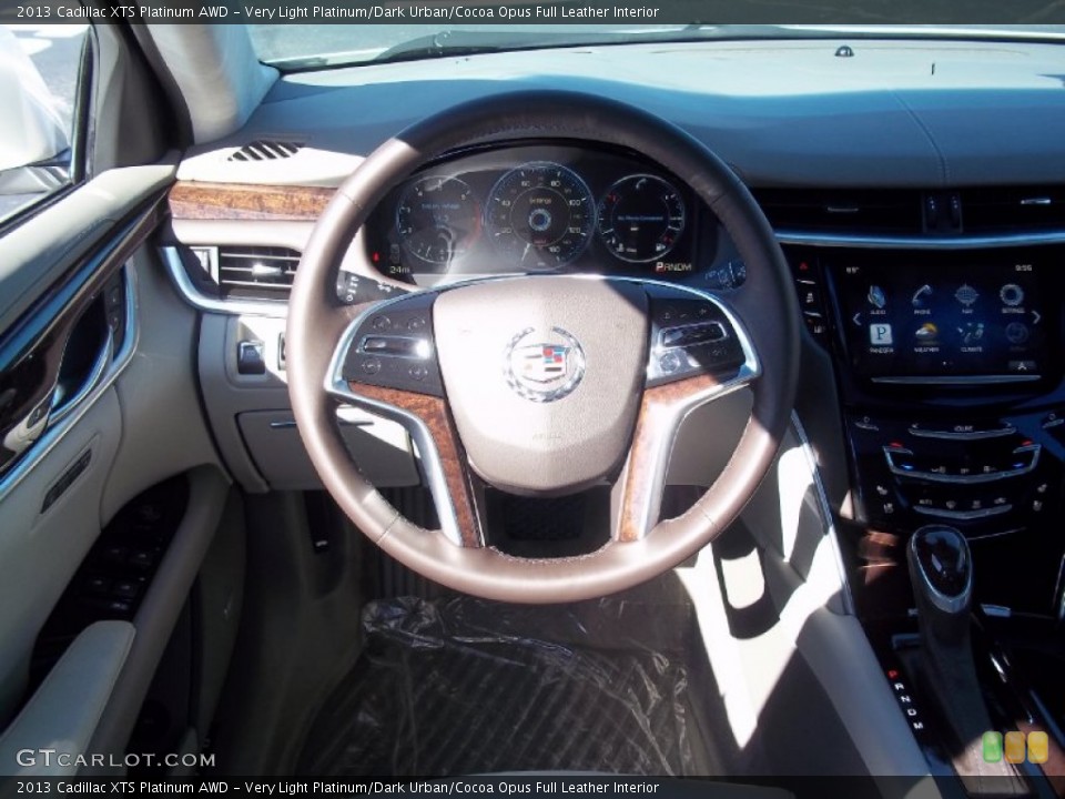 Very Light Platinum/Dark Urban/Cocoa Opus Full Leather Interior Steering Wheel for the 2013 Cadillac XTS Platinum AWD #70608597