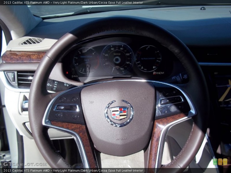 Very Light Platinum/Dark Urban/Cocoa Opus Full Leather Interior Steering Wheel for the 2013 Cadillac XTS Platinum AWD #70608618