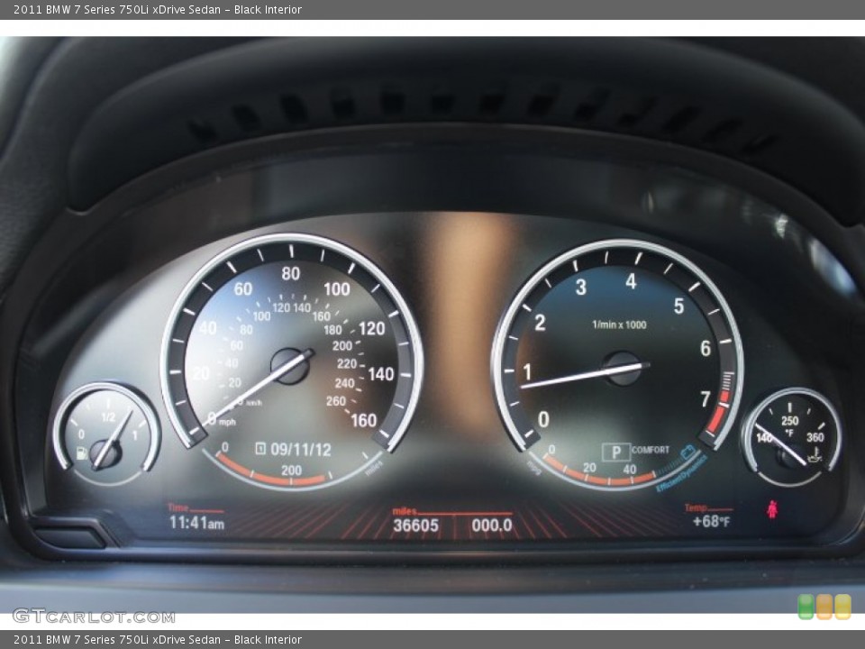 Black Interior Gauges for the 2011 BMW 7 Series 750Li xDrive Sedan #70652857