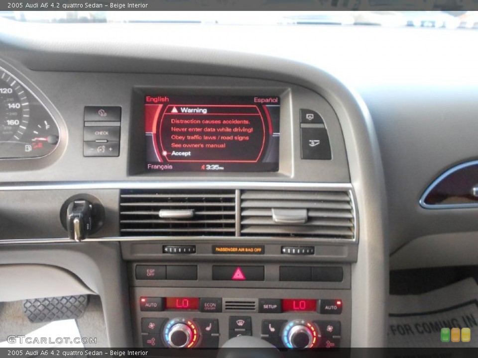 Beige Interior Controls for the 2005 Audi A6 4.2 quattro Sedan #70655281