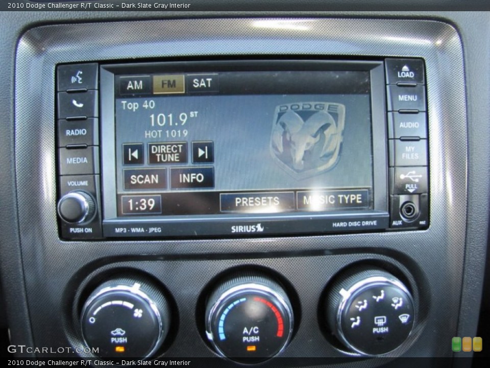 Dark Slate Gray Interior Controls for the 2010 Dodge Challenger R/T Classic #70683040
