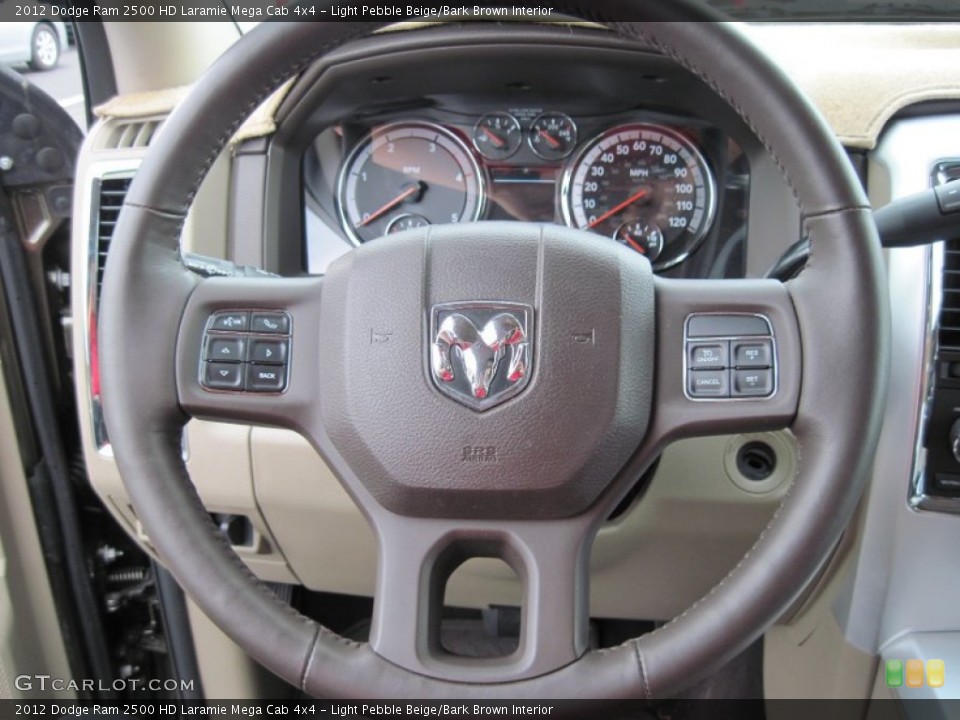 Light Pebble Beige/Bark Brown Interior Steering Wheel for the 2012 Dodge Ram 2500 HD Laramie Mega Cab 4x4 #70685212