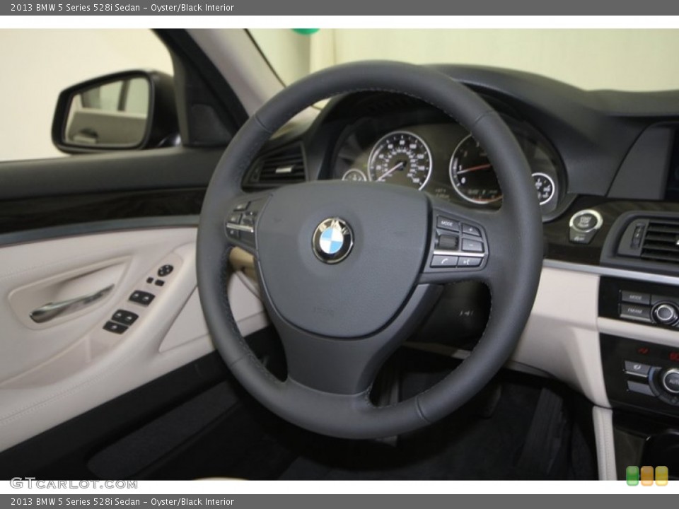 Oyster/Black Interior Steering Wheel for the 2013 BMW 5 Series 528i Sedan #70695305