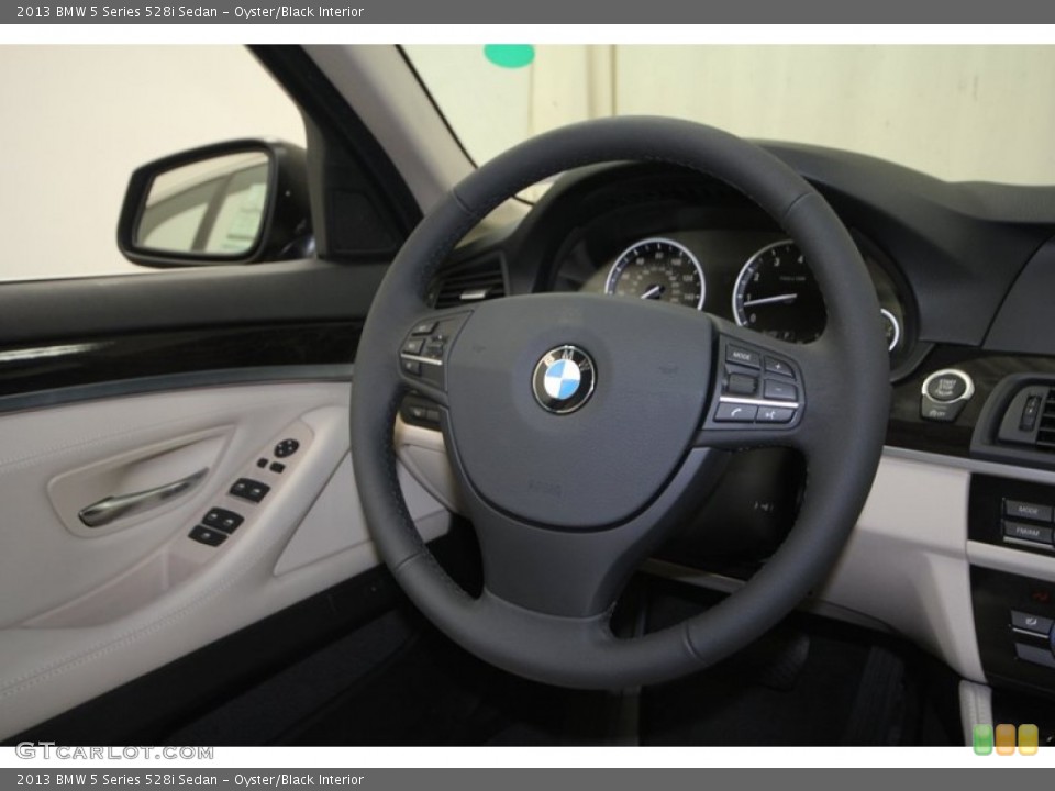Oyster/Black Interior Steering Wheel for the 2013 BMW 5 Series 528i Sedan #70695542