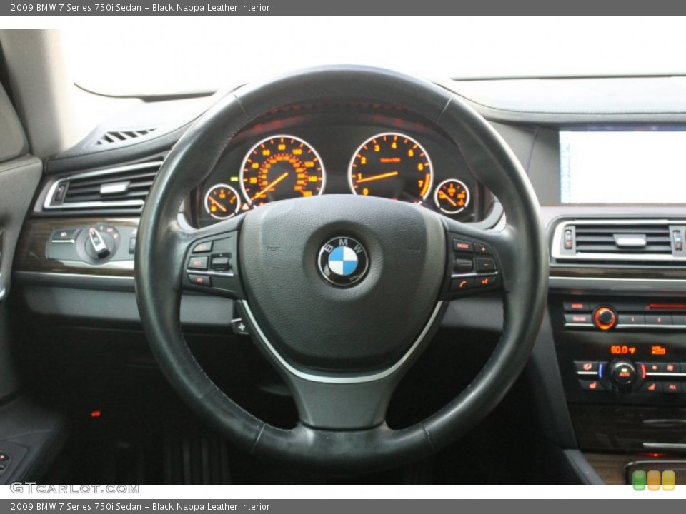 Black Nappa Leather Interior Steering Wheel for the 2009 BMW 7 Series 750i Sedan #70698555