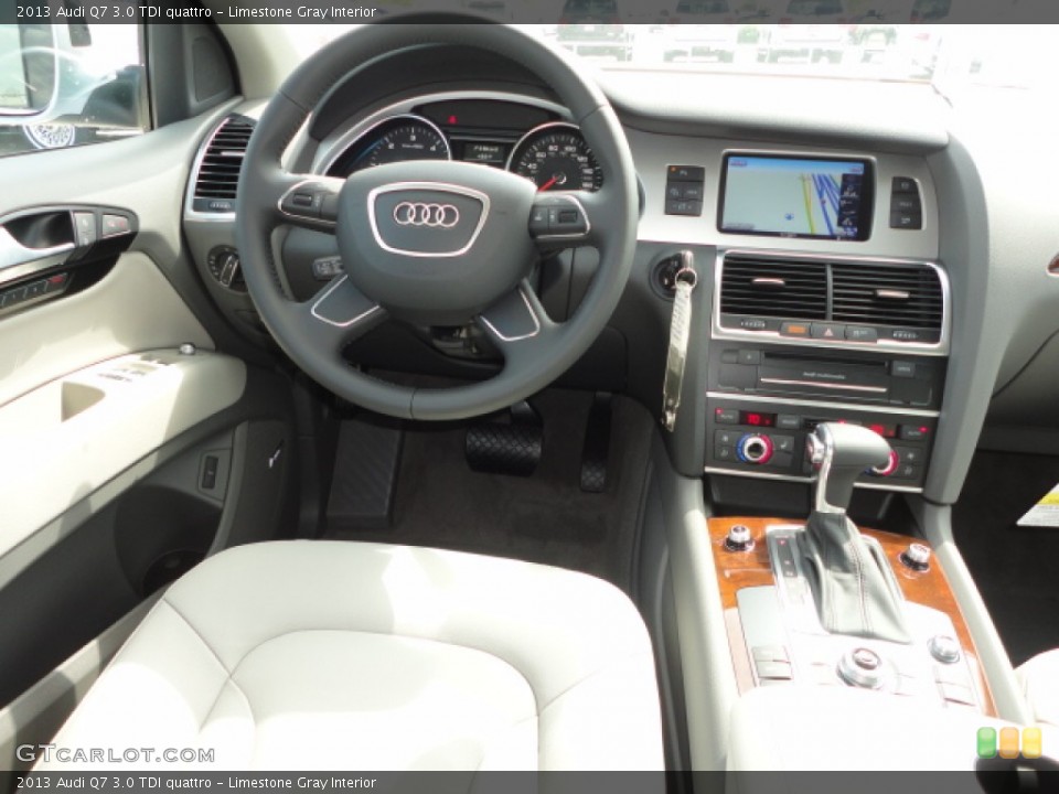 Limestone Gray Interior Dashboard for the 2013 Audi Q7 3.0 TDI quattro #70724636