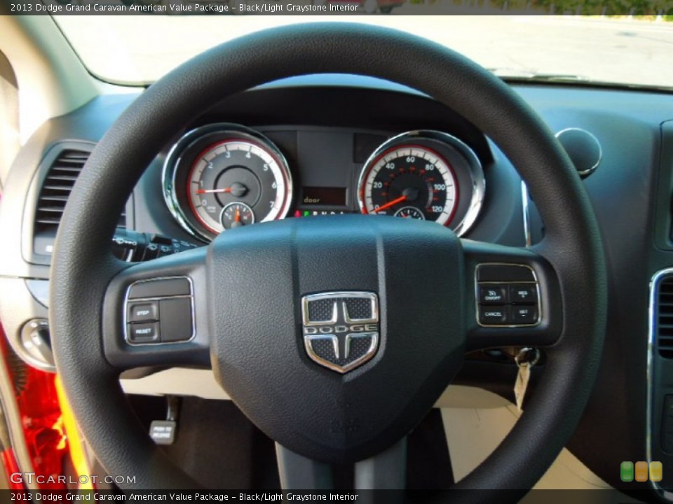 Black/Light Graystone Interior Steering Wheel for the 2013 Dodge Grand Caravan American Value Package #70739441