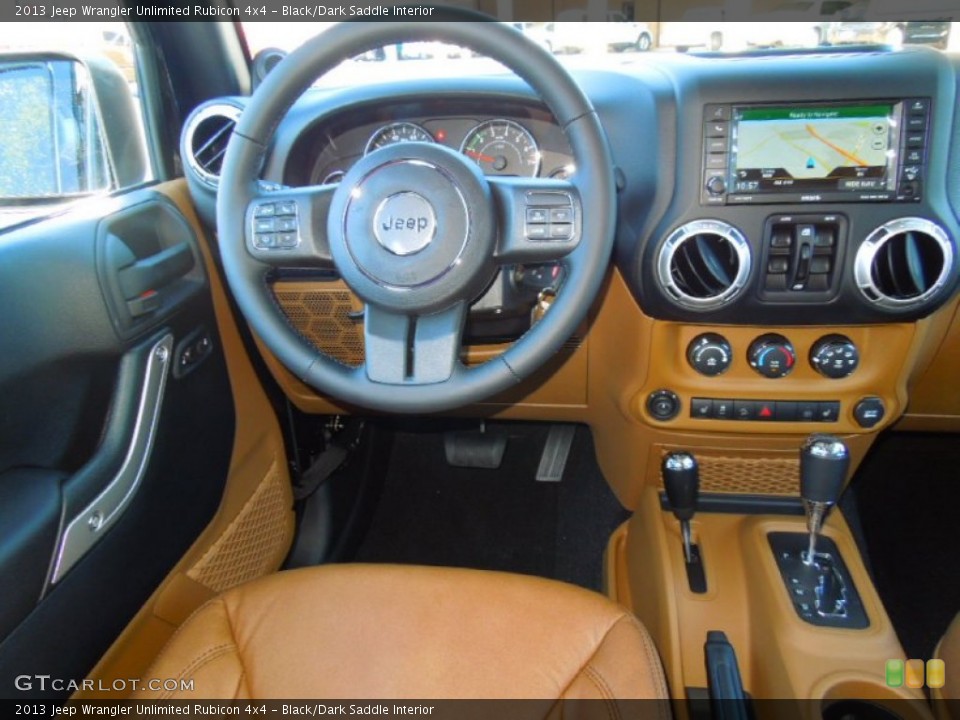 Black/Dark Saddle Interior Dashboard for the 2013 Jeep Wrangler Unlimited Rubicon 4x4 #70754444