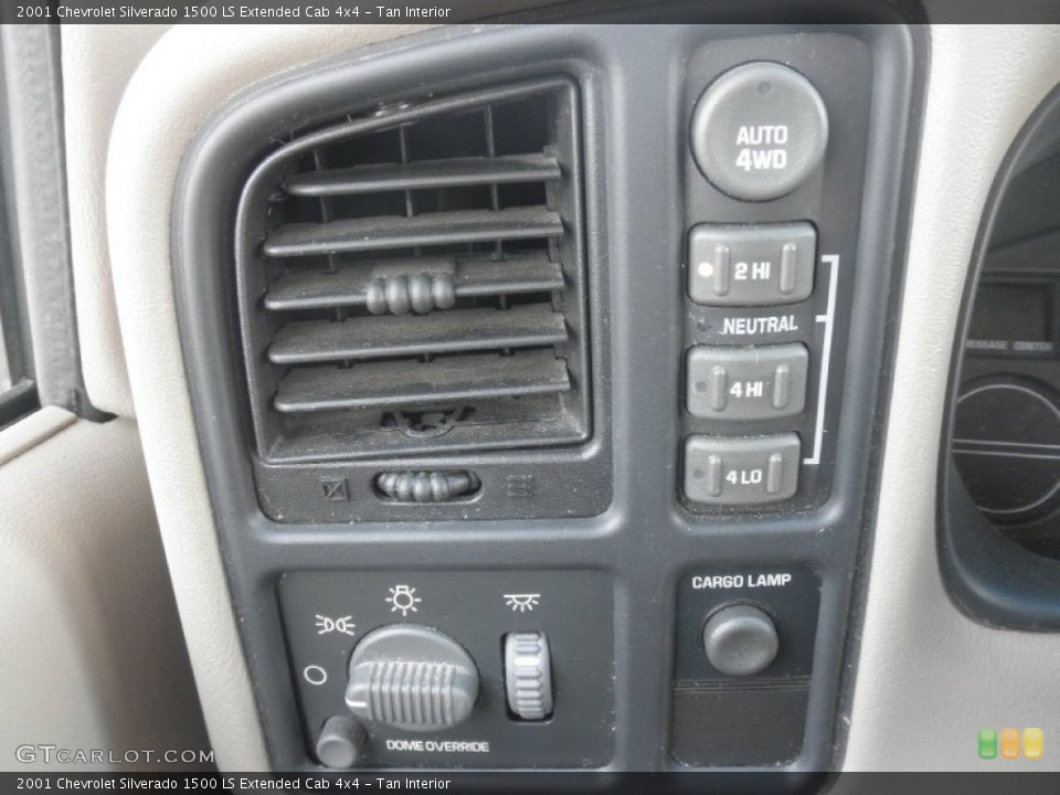Tan Interior Controls for the 2001 Chevrolet Silverado 1500 LS Extended Cab 4x4 #70775558