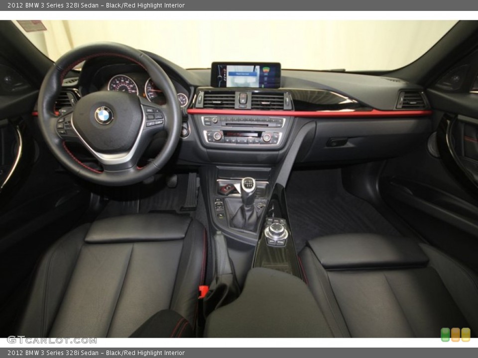 Black/Red Highlight Interior Dashboard for the 2012 BMW 3 Series 328i Sedan #70780034