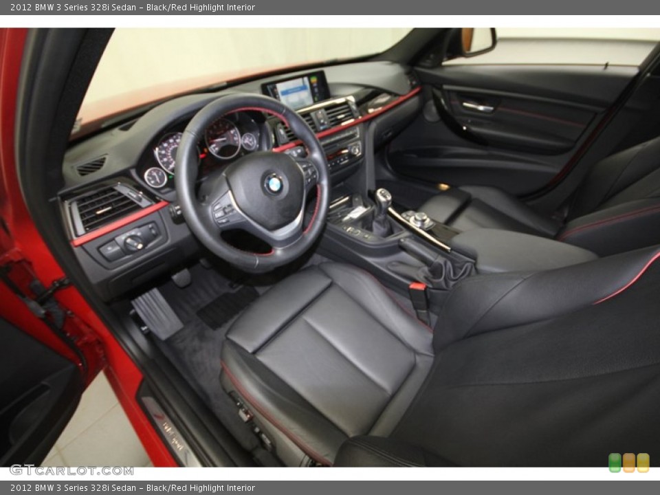 Black/Red Highlight Interior Prime Interior for the 2012 BMW 3 Series 328i Sedan #70780106