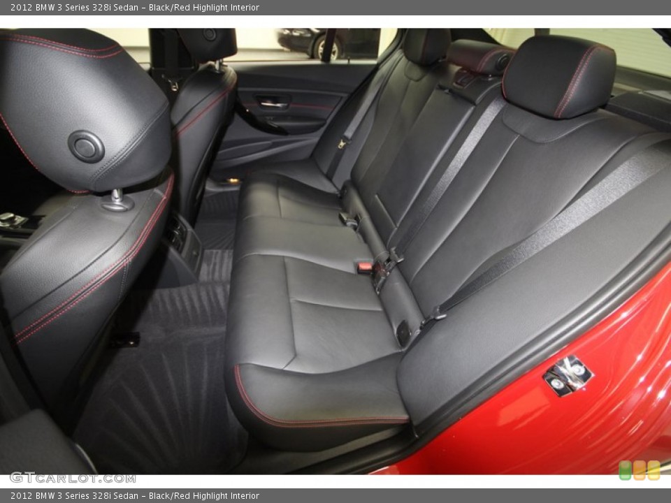 Black/Red Highlight Interior Rear Seat for the 2012 BMW 3 Series 328i Sedan #70780115