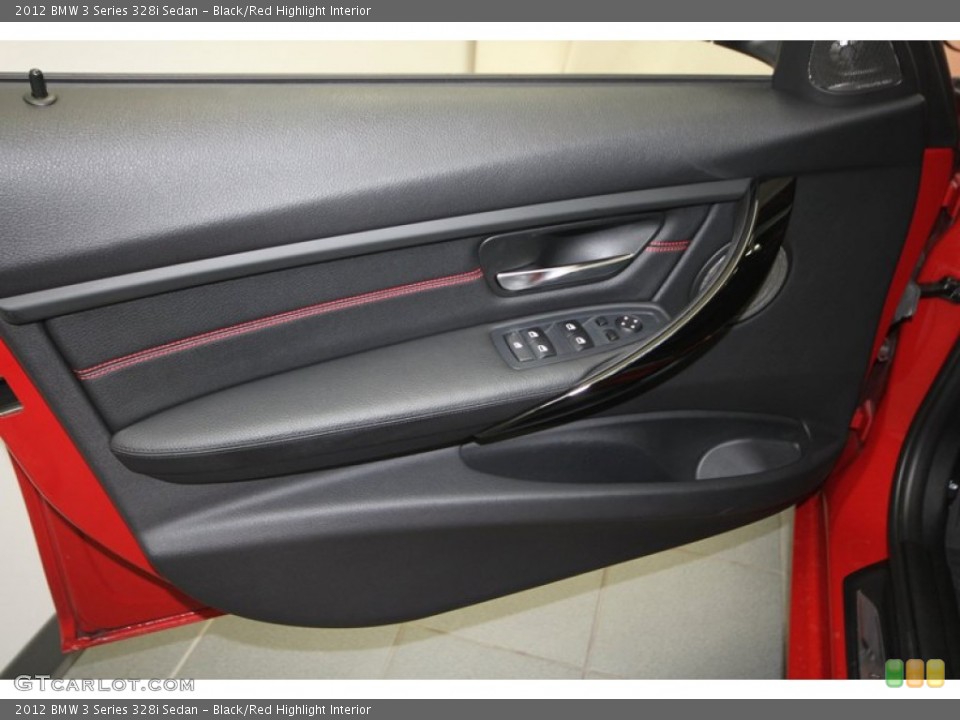 Black/Red Highlight Interior Door Panel for the 2012 BMW 3 Series 328i Sedan #70780124