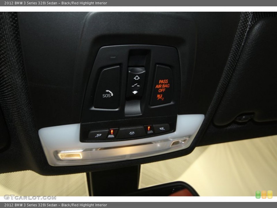 Black/Red Highlight Interior Controls for the 2012 BMW 3 Series 328i Sedan #70780166