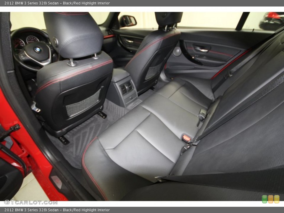 Black/Red Highlight Interior Rear Seat for the 2012 BMW 3 Series 328i Sedan #70780247