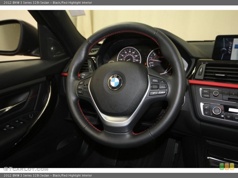 Black/Red Highlight Interior Steering Wheel for the 2012 BMW 3 Series 328i Sedan #70780262