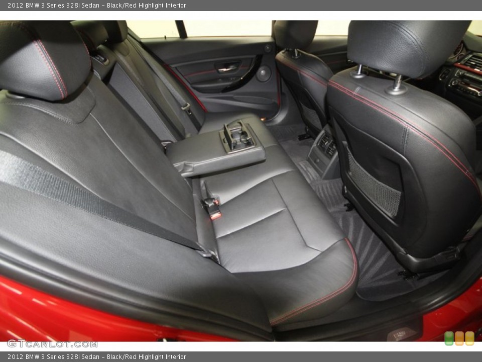 Black/Red Highlight Interior Rear Seat for the 2012 BMW 3 Series 328i Sedan #70780313