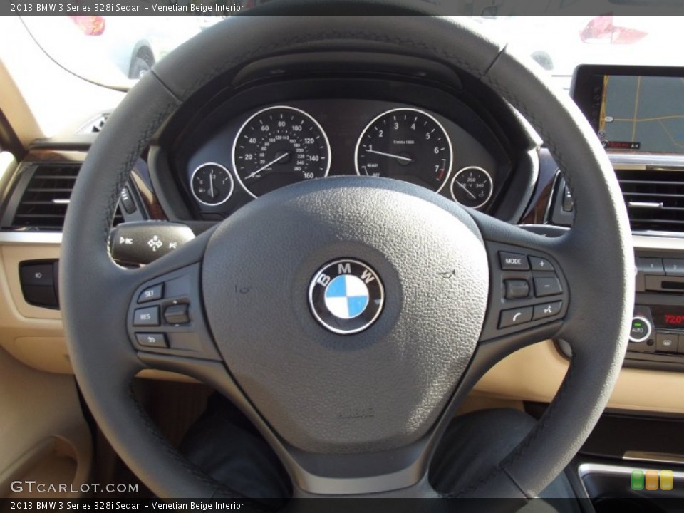 Venetian Beige Interior Steering Wheel for the 2013 BMW 3 Series 328i Sedan #70791173