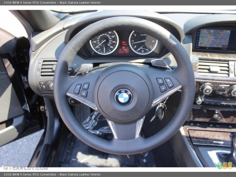 Black Dakota Leather Interior Steering Wheel for the 2009 BMW 6 Series 650i Convertible #70791617