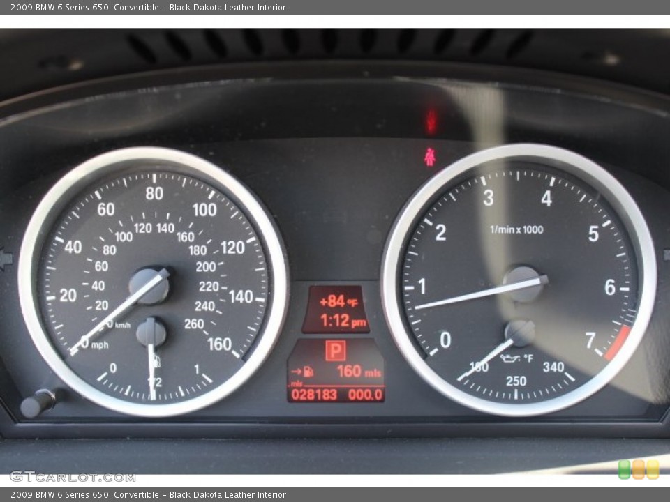 Black Dakota Leather Interior Gauges for the 2009 BMW 6 Series 650i Convertible #70791638