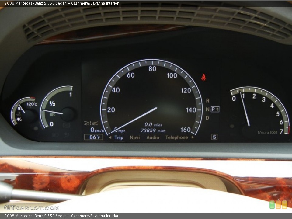 Cashmere/Savanna Interior Gauges for the 2008 Mercedes-Benz S 550 Sedan #70798265