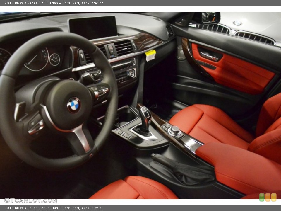 Coral Red/Black Interior Prime Interior for the 2013 BMW 3 Series 328i Sedan #70809950