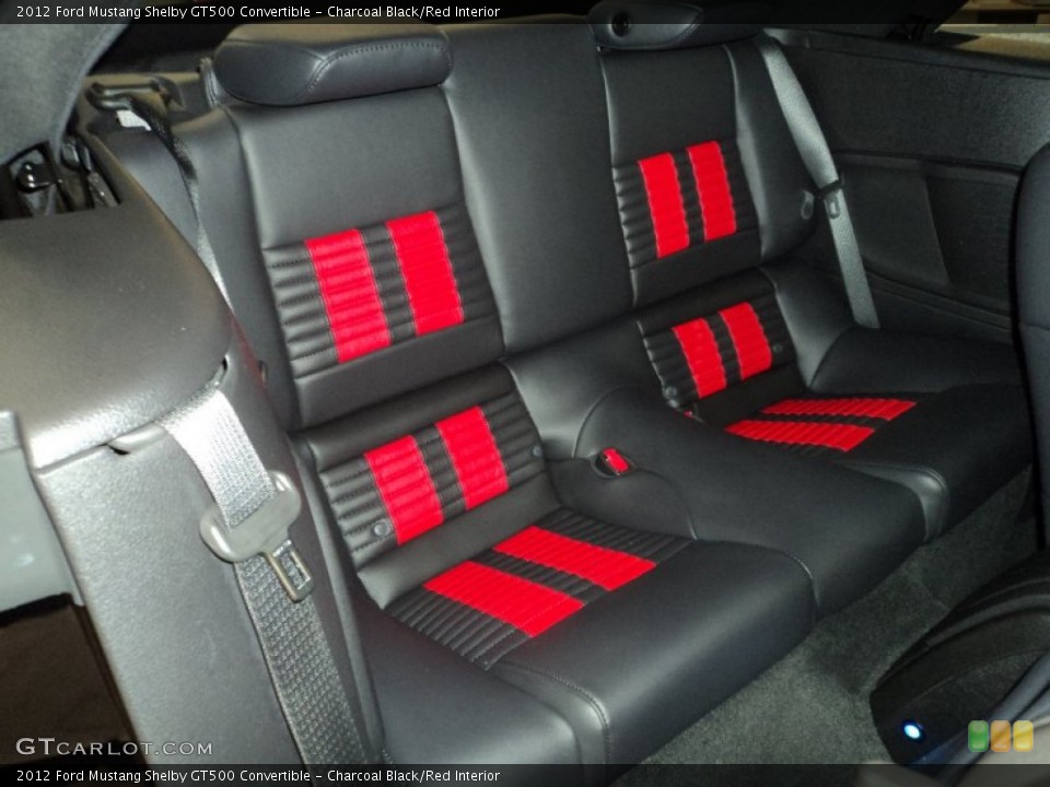 Charcoal Black/Red Interior Rear Seat for the 2012 Ford Mustang Shelby GT500 Convertible #70828386