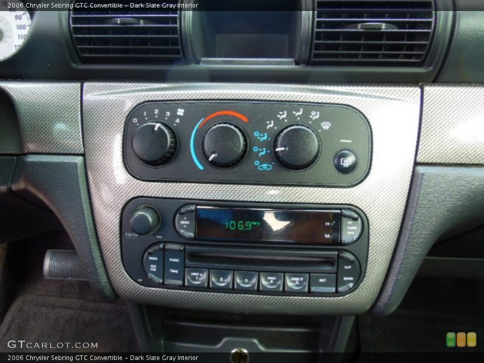 Dark Slate Gray Interior Controls for the 2006 Chrysler Sebring GTC Convertible #70832721