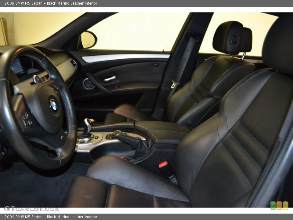 Black Merino Leather Interior Front Seat for the 2009 BMW M5 Sedan #70872796