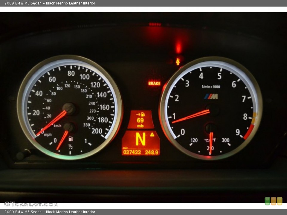 Black Merino Leather Interior Gauges for the 2009 BMW M5 Sedan #70872844