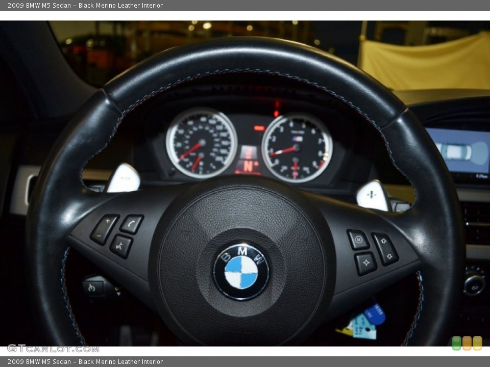 Black Merino Leather Interior Steering Wheel for the 2009 BMW M5 Sedan #70872853