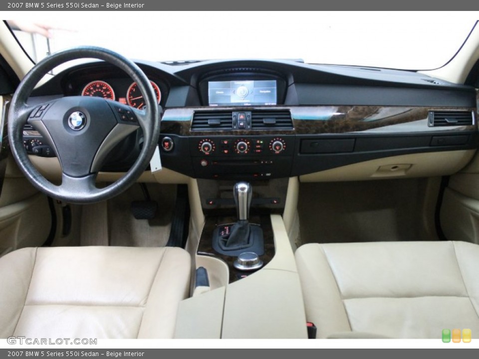 Beige Interior Dashboard for the 2007 BMW 5 Series 550i Sedan #70969183