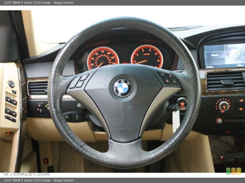 Beige Interior Steering Wheel for the 2007 BMW 5 Series 550i Sedan #70969360