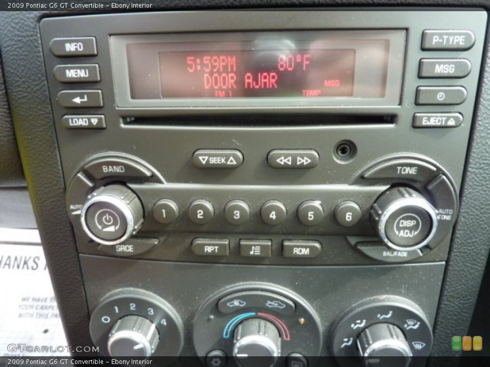 Ebony Interior Audio System for the 2009 Pontiac G6 GT Convertible #70978867